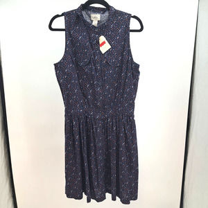 Levi's Dress L Navy Print Button Up Collared NWT Sleeveless Summer Spring Casual